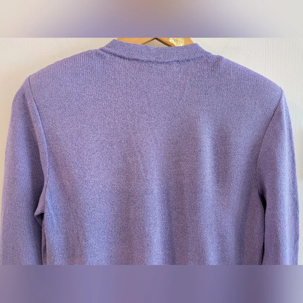 St John Collection Santana Knit Lavender Purple Cardigan Wool Blend Size 2 - Picture 8 of 13